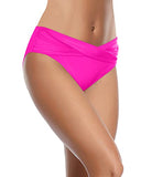 Emoswim - Women's Tummy Control V Cut Swimsuit Bottoms-Neon Pink