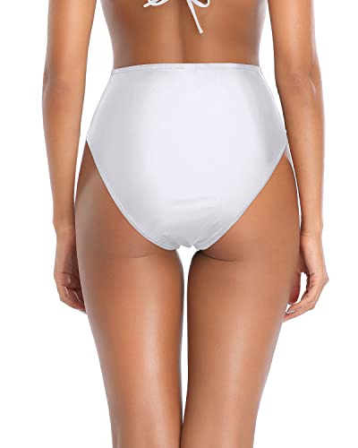 Emoswim - Women's High Leg High Waist Swim Bottoms-White