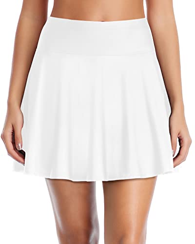 Emoswim - High Waisted Tummy Control Long Skirted Swimsuit Bottom-White