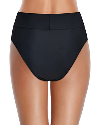 Emoswim - High Waisted Cheeky Swim Bottoms For Women-Black