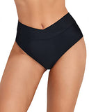 Emoswim - High Waisted Cheeky Swim Bottoms For Women-Black