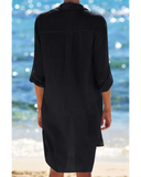 Emoswim - Navy Pocket Long Sleeve Cover Up-Black