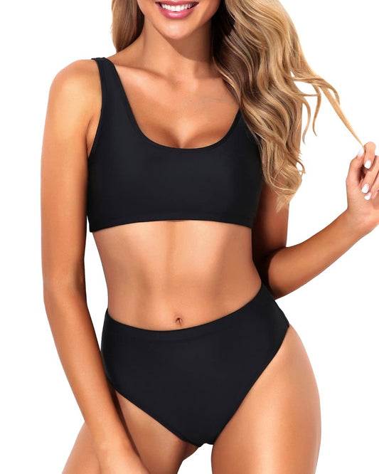 Emoswim - Two Piece Bikini Set For Women Sports Two Piece Bikini For Women-Black