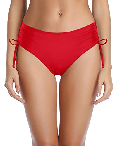 Emoswim - Flattering Side Tie Bikini Bottom For Ladies-Red