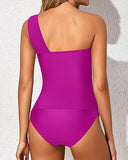 Emoswim - One Shoulder Ruched Tummy Control Two Piece Set