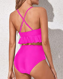 Emoswim - Honeymoon-Perfect Bikini Set Deep V Neck And Tummy Control-Neon Pink