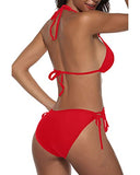 Emoswim - 2 Piece Boho Style Cheeky Triangle Bikini Bathing Suit-Red