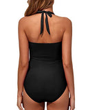 Emoswim - Halter Vintage Swimwear Slimming One Piece Swimwear-Black