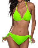 Emoswim - Flattering Halter Padded Top Bikini Sets For Women-Neon Green