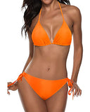 Emoswim - Adjustable Ties Two Piece Bikini Sets For Women-Orange