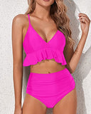 Emoswim - Honeymoon-Perfect Bikini Set Deep V Neck And Tummy Control-Neon Pink