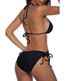 Emoswim - Two Piece Halter Cheeky Triangle Bikini Bathing Suit-Black