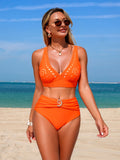 Emoswim - Women's 2 Piece Swimsuit High Waisted Bikini Set Deep V Neck Cut Out Tummy Control Bathing Suit