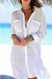 Emoswim - Weißes Langarm Cover-Up mit Taschen