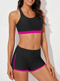 Emoswim - Womens Athletic 3 Piece Tankini Swimsuits with Shorts Swim Tank Tops