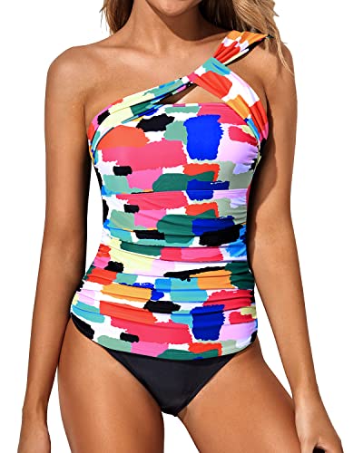 Emoswim - Tummy Control Swimsuit 2 Piece Tankini Bathing Suits For Women Shorts-Aqua