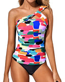 Emoswim - Tummy Control Swimsuit 2 Piece Tankini Bathing Suits For Women Shorts-Aqua