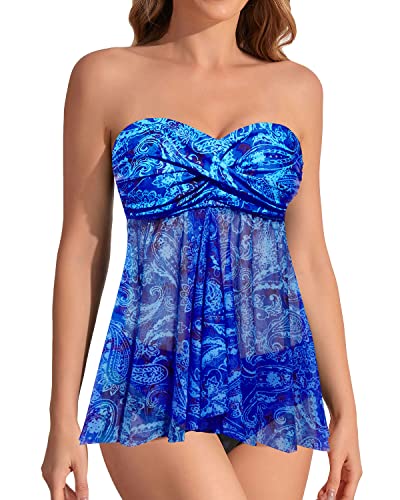 Emoswim - Flattering Flyaway Tankini Women's Two Piece Bathing Suits with Halter Bandeau Top