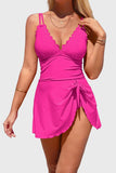 Emoswim - Womens One Piece Swimsuit Tummy Control Bathing Suit Scalloped Modest Tie Knot Swim Dress