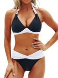 Emoswim - Women Two Piece Bathing Suits Push Up Bikini Set Halter Swimsuit Vintage Swimwear
