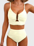 Emoswim - Sommer Zweiteiliges Bikini-Set U-Bügel Cut-Out High Waist Badeanzug - Beige