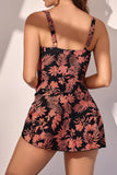 Emoswim - One Piece Swimdress Swimsuits for Women Tummy Control Swim Dresses Skirt Bathing Suit-Black Red Floral