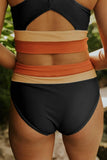 Emoswim - Schwarzes Colorblock Cut-Back Bikini-Set