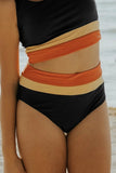 Emoswim - Schwarzes Colorblock Cut-Back Bikini-Set
