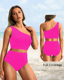 Emoswim - High-Waist One-Shoulder Bauchweg Bikini-Set