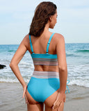Emoswim - High Waist Bauchweg Colorblock Bikini-Sets