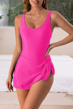 Emoswim - One Piece Swimdress Swimsuits for Women Tummy Control Swim Dresses Skirt Bathing Suit-Pink