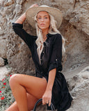 Emoswim - Schwarzes Einfarbiges Sonnenschutz-Cover-Up zum Binden Sexy V-Ausschnitt