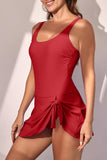 Emoswim - One Piece Swimdress Swimsuits for Women Tummy Control Swim Dresses Skirt Bathing Suit-Red
