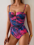 Emoswim - Damen Push-Up Wickel-Badeanzug Bauchweg Bademode Bandeau Support Schlankmachende Bademode