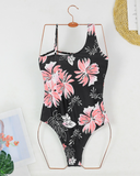 Emoswim - Sexy Cutout Mesh Inserts One Piece Swimsuit For Curvy Women-Red Leaf