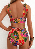 Emoswim - Women's Tie Shoulder Bikini Sets 2 Piece Striped Swimsuits High Waisted Bathing Suits